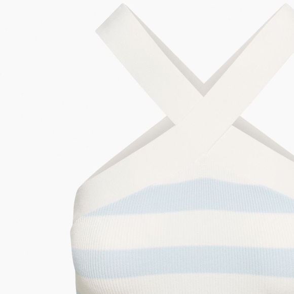 NWT Babaton Sculpt Knit Criss Cross Dress Blue & White Striped, Sz XS - Picture 3 of 5